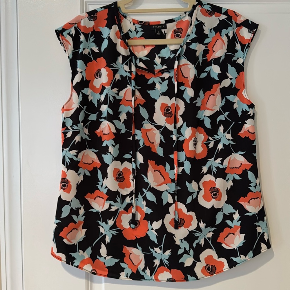 Talbots Sleeveless Flower Print Blouse